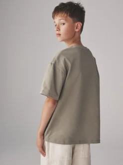 Noir/Gris Chiné/Vert/Blanc - The Set lot de 4 t-shirts oversize en coton épais à manches courtes