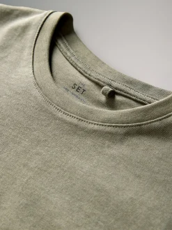 Noir/Gris Chiné/Vert/Blanc - The Set lot de 4 t-shirts oversize en coton épais à manches courtes