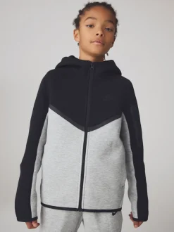 Noir/gris clair - Sweat à capuche zippé Nike Tech Fleece