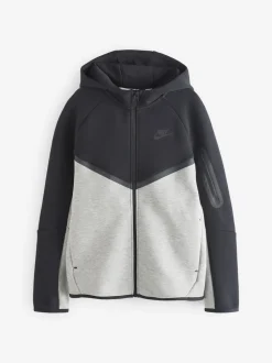 Noir/gris clair - Sweat à capuche zippé Nike Tech Fleece