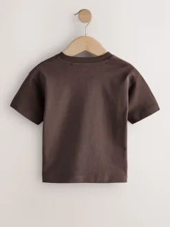 Noir/Gris/Marron/Beige Sable/Blanc - T-shirt Manches courtes 5 Pack (3mois-7ans)