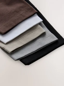 Noir/Gris/Marron/Beige Sable/Blanc - T-shirt Manches courtes 5 Pack (3mois-7ans)