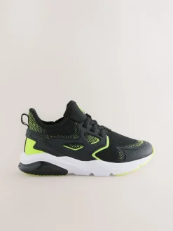 Noir/Jaune - Entraîneurs en dentelle élastique