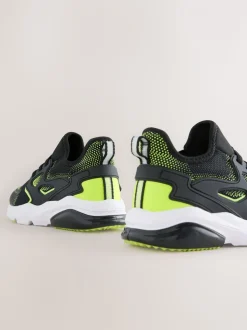 Noir/Jaune - Entraîneurs en dentelle élastique