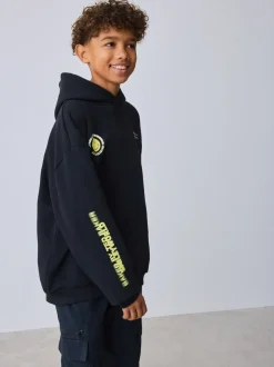 Noir/Jaune - Sweat à capuche Smiley World Baker by Ted Baker graphique