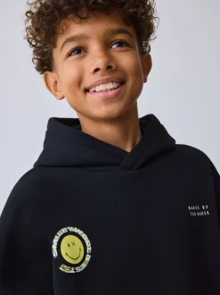 Noir/Jaune - Sweat à capuche Smiley World Baker by Ted Baker graphique