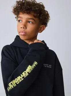 Noir/Jaune - Sweat à capuche Smiley World Baker by Ted Baker graphique