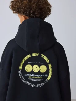 Noir/Jaune - Sweat à capuche Smiley World Baker by Ted Baker graphique
