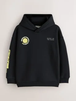 Noir/Jaune - Sweat à capuche Smiley World Baker by Ted Baker graphique