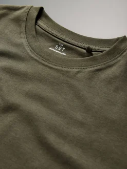 Noir/kaki/vert/Crème - The Set lot de 4 t-shirts oversize en coton à manches courtes