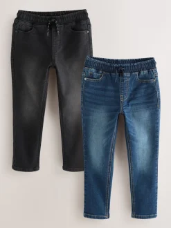 Noir/Marine - Lot de 2 jean extensible à taille élastique (3-16ans)