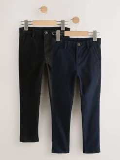 Noir/Marine - Lot de 2 pantalons chino skinny extensible (3-17ans)