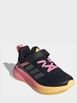 Noir/Rose - adidas Fortarun 4.0 Baskets enfant à crochets et boucles