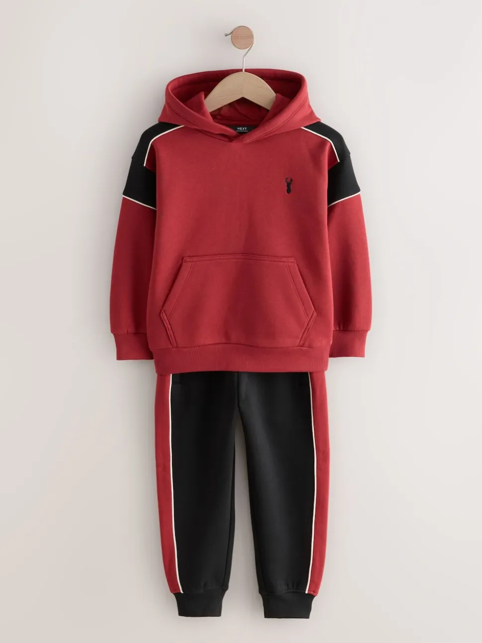 Noir/Rouge - Ensemble sweat à capuche color block