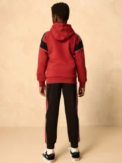Noir/Rouge - Ensemble sweat à capuche color block