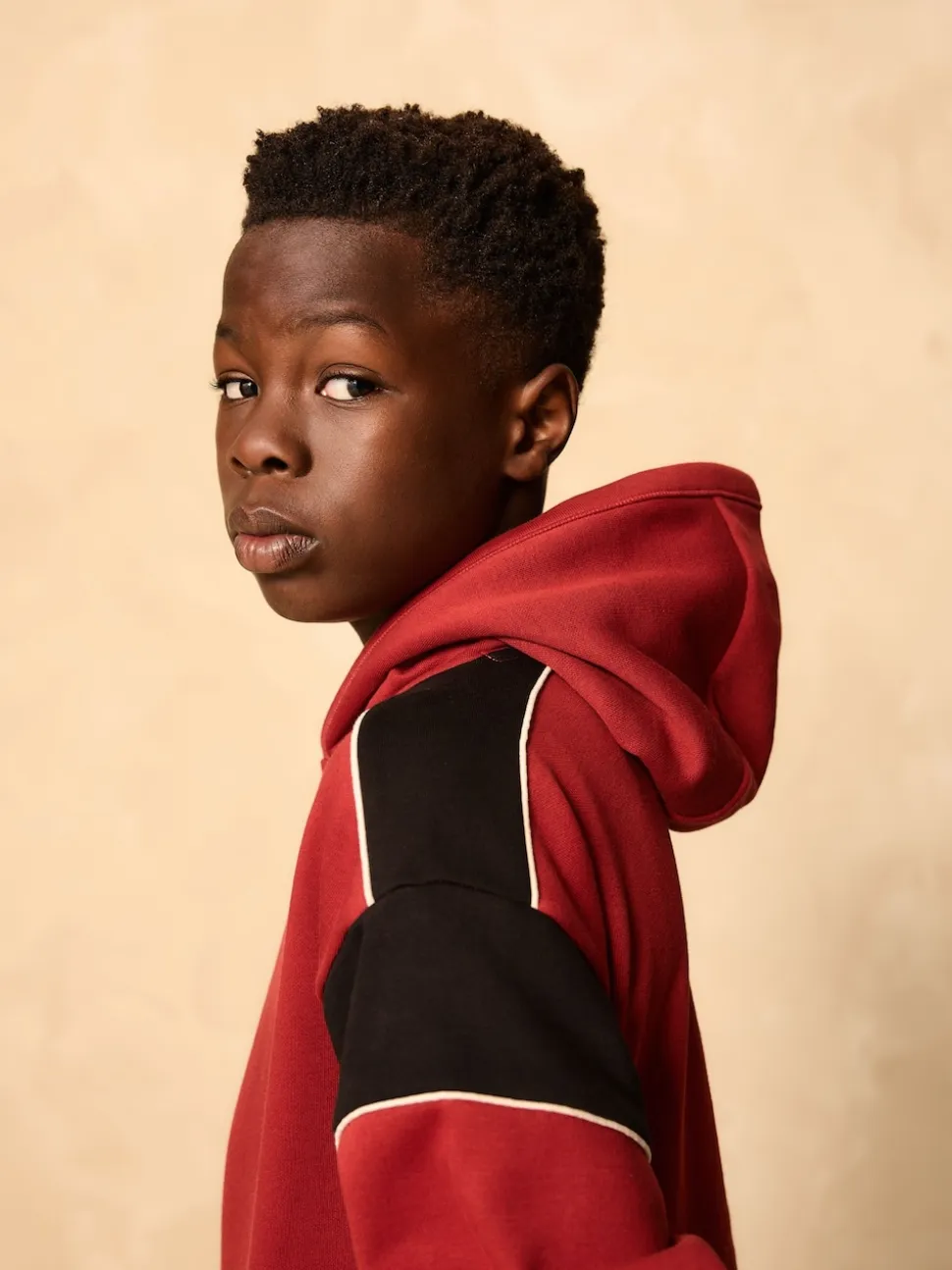 Noir/Rouge - Ensemble sweat à capuche color block