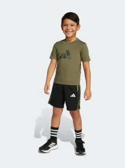 Noir/Vert - adidas Train Essentials Ensemble t-shirt et short à logo camouflage pour enfant