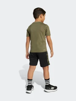 Noir/Vert - adidas Train Essentials Ensemble t-shirt et short à logo camouflage pour enfant