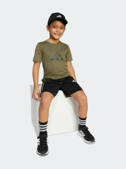 Noir/Vert - adidas Train Essentials Ensemble t-shirt et short à logo camouflage pour enfant