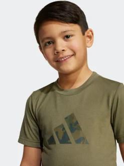 Noir/Vert - adidas Train Essentials Ensemble t-shirt et short à logo camouflage pour enfant