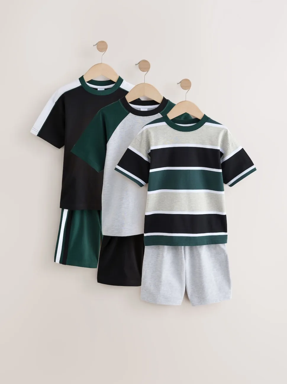 Noir/Vert - Pyjama court 3 Pack (3-16ans)