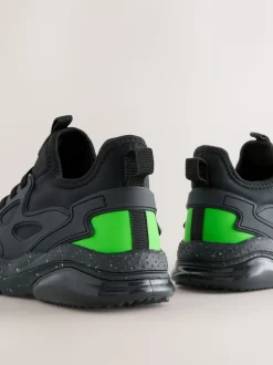 Noir/Vert ombre - Entraîneurs en dentelle élastique