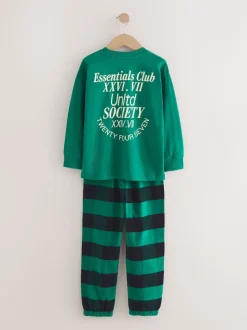 Noir/Vert/Blanc - Lot de 3 pyjamas tissés à carreaux (3-16ans)