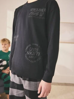 Noir/Vert/Blanc - Lot de 3 pyjamas tissés à carreaux (3-16ans)