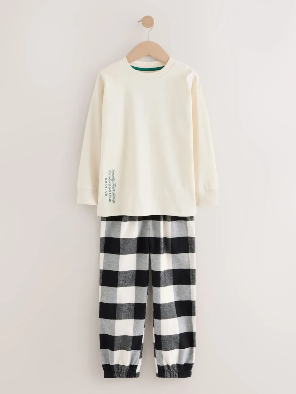 Noir/Vert/Blanc - Lot de 3 pyjamas tissés à carreaux (3-16ans)