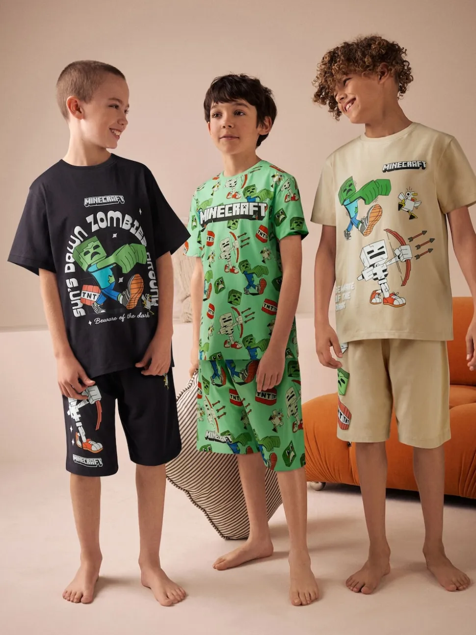 Noir/vert/pierre - Pyjama court Minecraft 100% coton 3 (3-16ans)