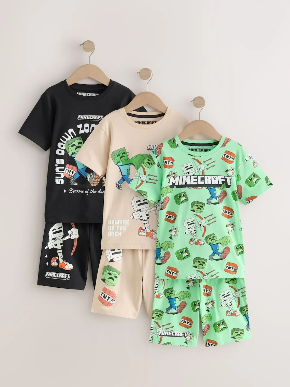 Noir/vert/pierre - Pyjama court Minecraft 100% coton 3 (3-16ans)