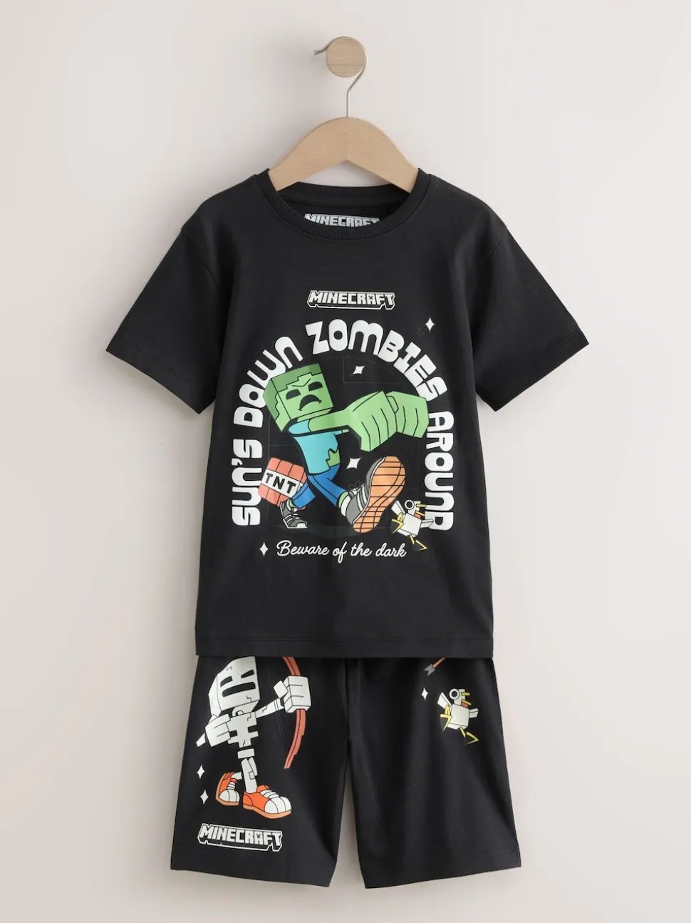 Noir/vert/pierre - Pyjama court Minecraft 100% coton 3 (3-16ans)