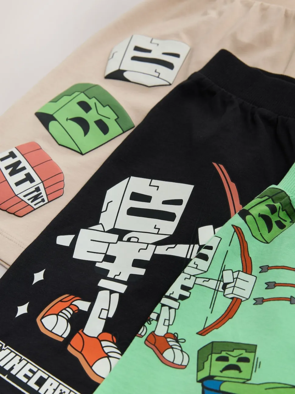 Noir/vert/pierre - Pyjama court Minecraft 100% coton 3 (3-16ans)