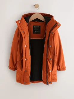 Orange - Parka Résistant à la douche doublée de polaire (3-16ans)