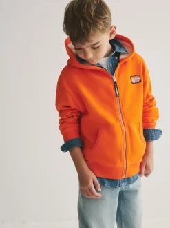 Orange - Sweat-shirt à capuche Superdry zippé