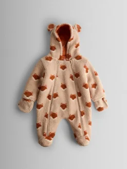 orange motif renard - JoJo Maman Bébé Pramsuit douillet en borg Character