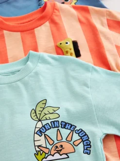 Orange motif safari - Lot de 3 t-shirts graphiques à manches courtes (3mois7ans)