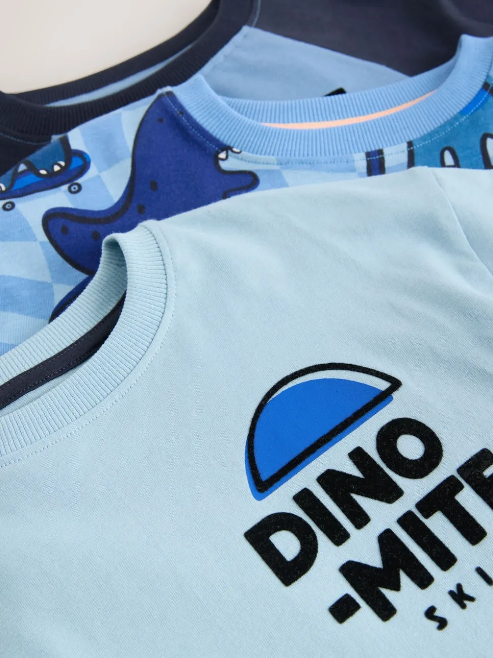 Orange/Dinosaur marine - Lot de 3 pyjamas oversize (9mois-10ans)