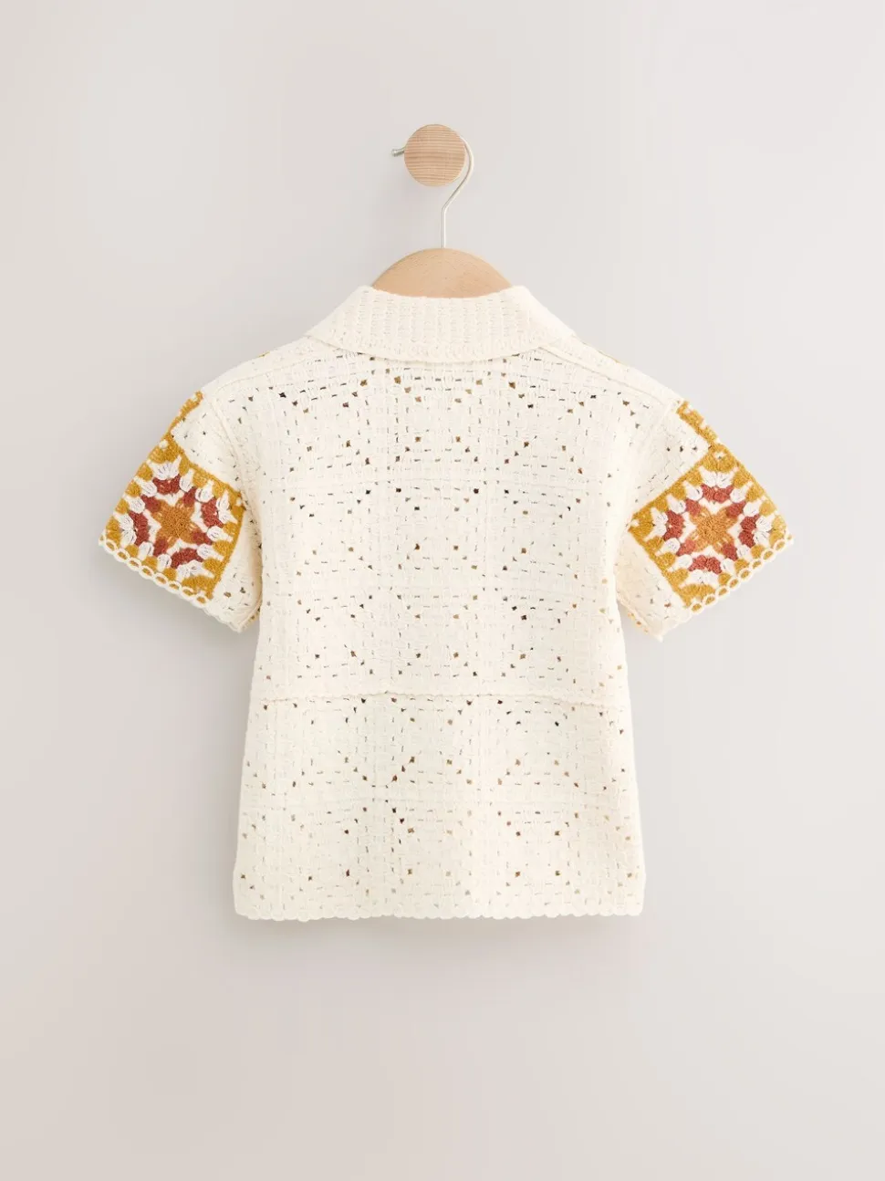 Orange/tigre neutre - Polos tricotés à col rond (Crochet Revere) Manches courtes (12mths-7yrs)