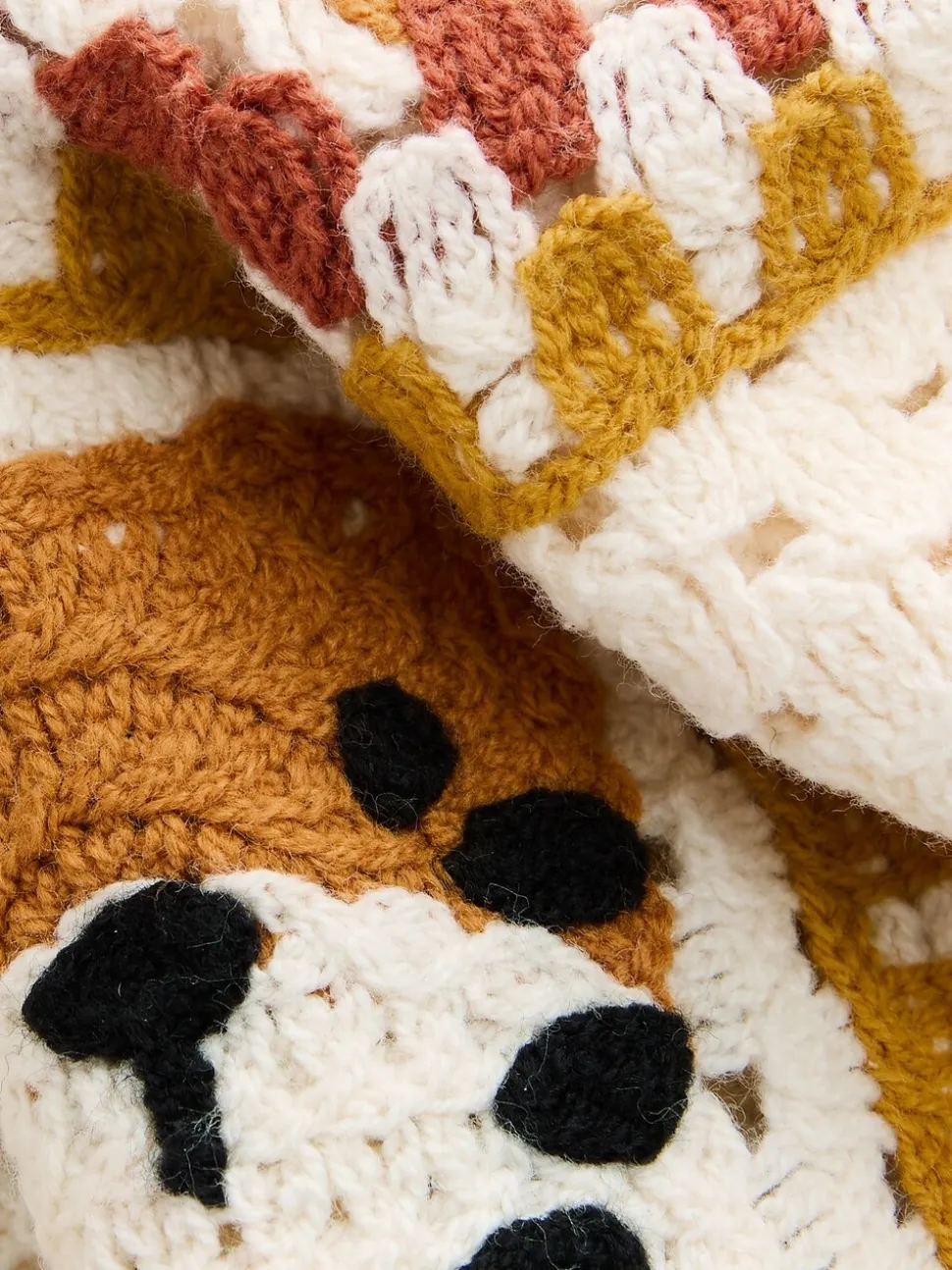 Orange/tigre neutre - Polos tricotés à col rond (Crochet Revere) Manches courtes (12mths-7yrs)