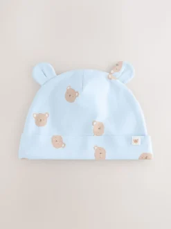 Ours bleu - Ensemble 4 pièces bonnet et bavoirs bébé (0-18mois)