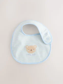 Ours bleu - Ensemble 4 pièces bonnet et bavoirs bébé (0-18mois)