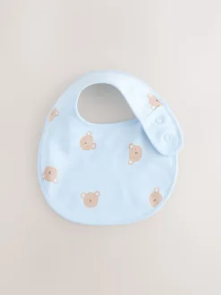 Ours bleu - Ensemble 4 pièces bonnet et bavoirs bébé (0-18mois)