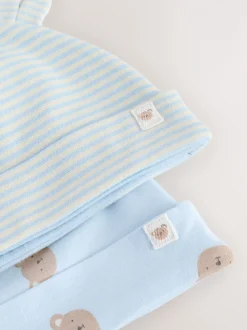 Ours bleu - Ensemble 4 pièces bonnet et bavoirs bébé (0-18mois)