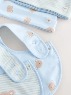 Ours bleu - Ensemble 4 pièces bonnet et bavoirs bébé (0-18mois)
