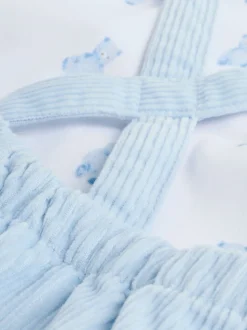 Ours bleu - Ensemble salopette et body en velours côtelé (0mois-2ans)