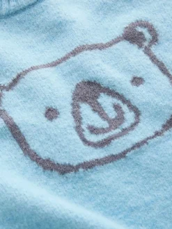Ours bleu - Personnage Pull Col rond en maille (3mois-7ans)
