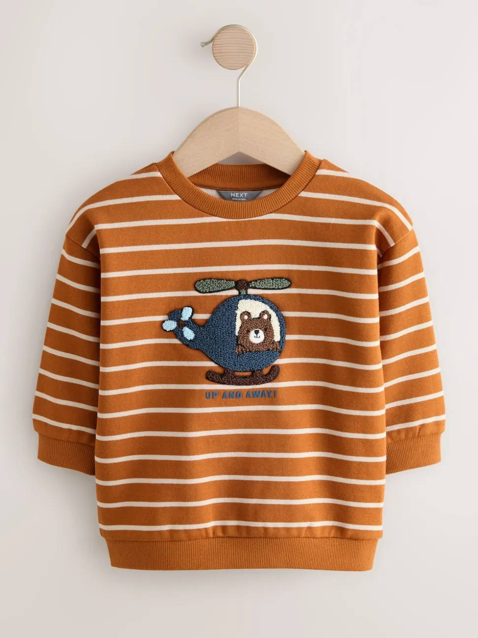 Ours brun fauve à rayures écrues - Sweat imprimé All-over Col rond (3mois -7ans)