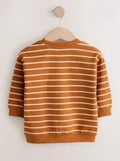 Ours brun fauve à rayures écrues - Sweat imprimé All-over Col rond (3mois -7ans)