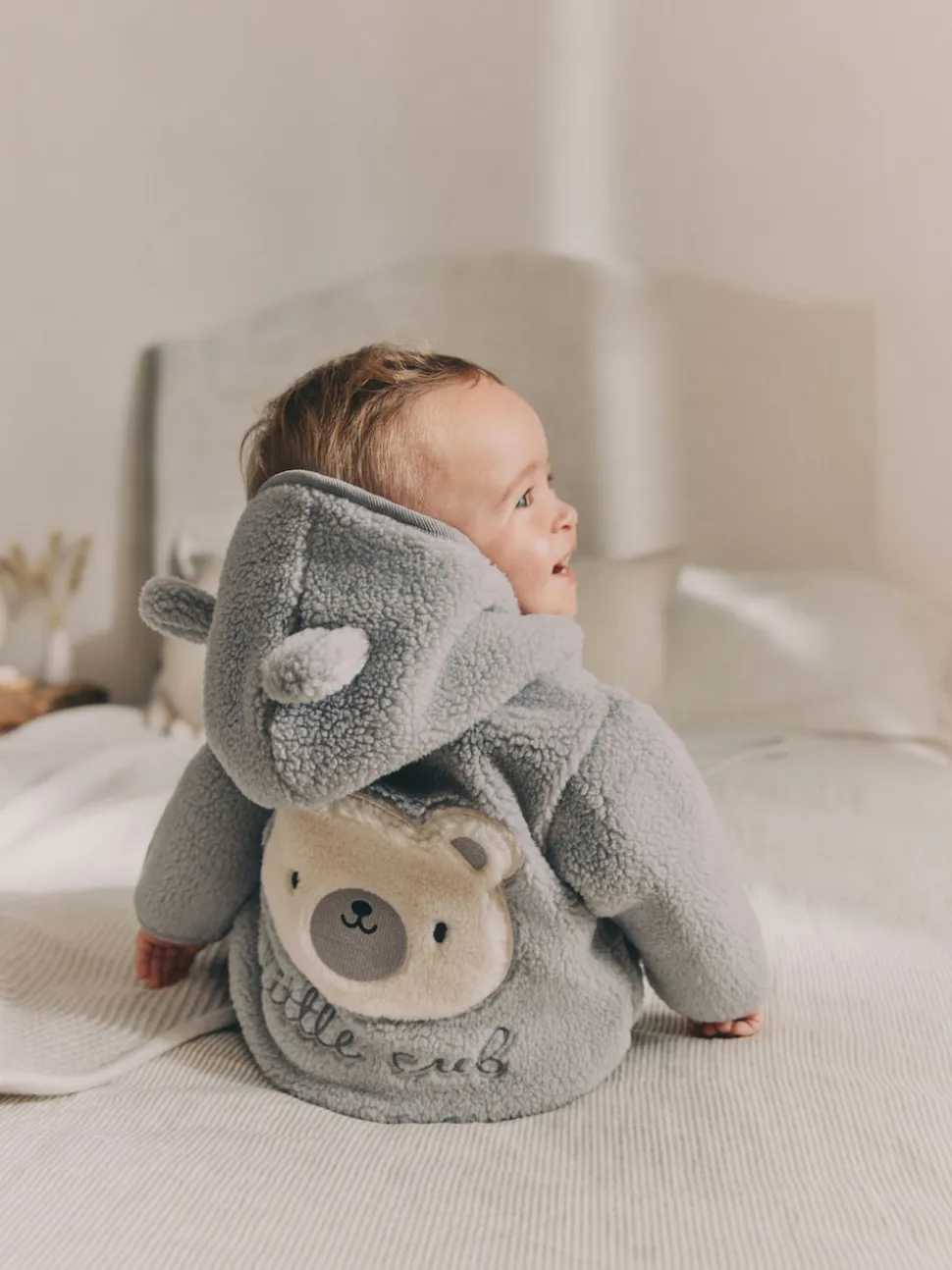 Ours gris - Cosy Borg Veste Bébé en laine polaire